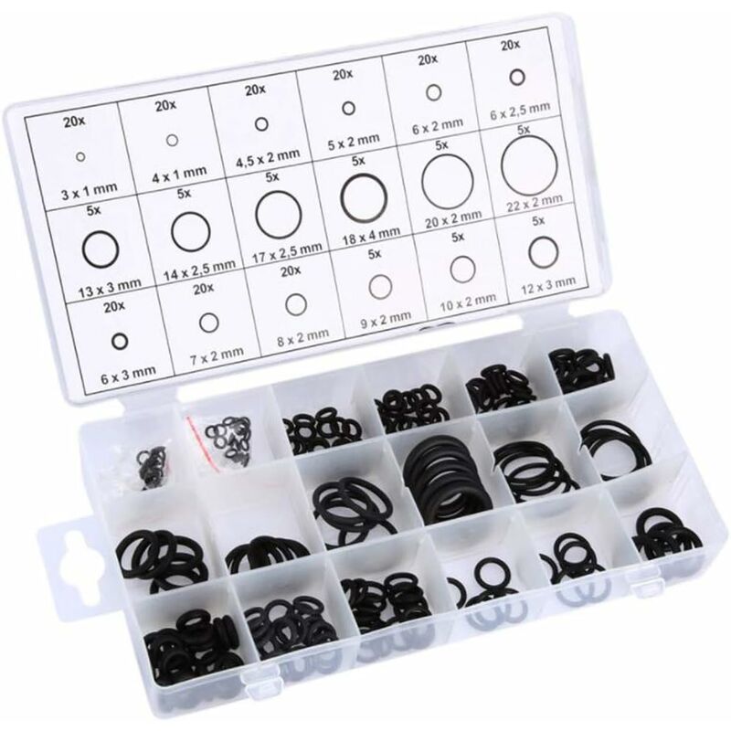 225-teiliges O-ring-sortiment-set, Gummischeiben, Dichtungsringe, Kit Für Heim- Und Geschäftswerkstätten, Garagen Und Klempnerdienste, 18 Größen