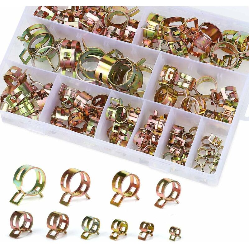Kraftstoffschlauchschelle, Federclip – 100 Stück Schlauchschellen Mit Aufbewahrungsbox (6–22 Mm, Größe 10) –