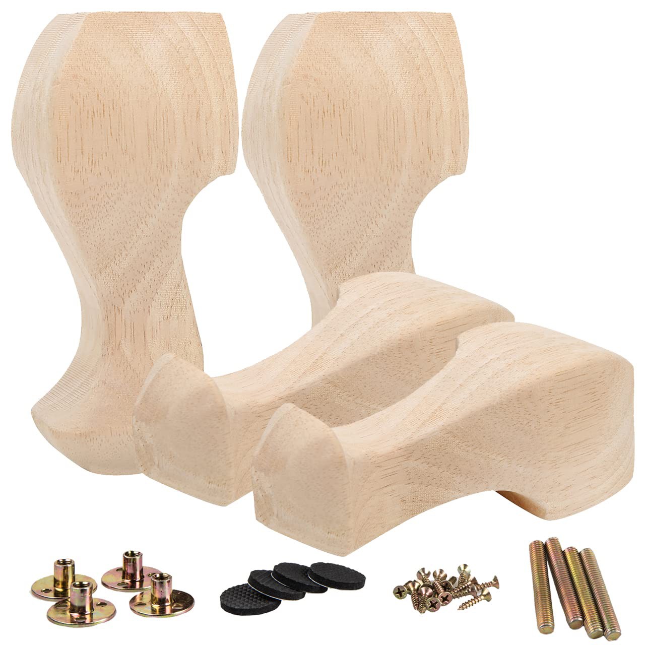 6 Zoll/15 Cm Holzmöbelbeine, 4er-set, Geschnitzte Möbelbeine Aus Massivholz Im Europäischen Stil, Dekorativ Für Sofa, Schrank, Tisch, Zweisitzer
