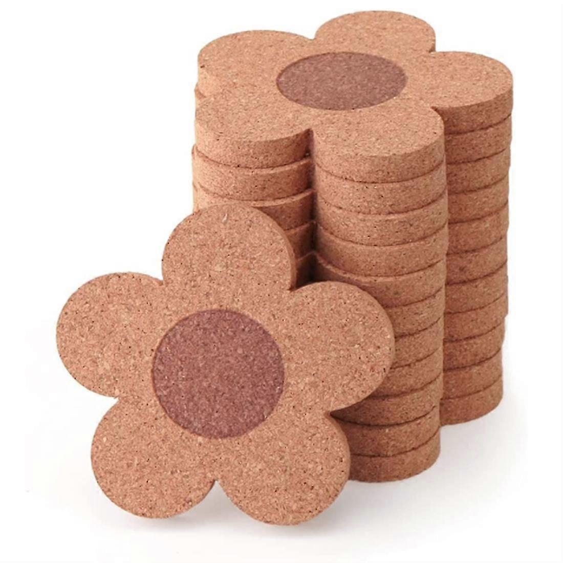 Niedliche Untersetzer Für Getränke, Saugfähiges Und Wiederverwendbares Untersetzer-set, 10,2 Cm Große Kork-blumen-untersetzer, 12 Stück