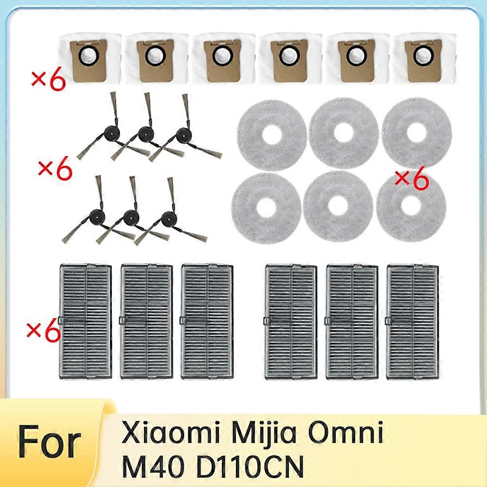 Set Mit 24 Zubehörteilen, Kompatibel Mit Dem Xiaomi Mijia Omni M40 D110cn Staubsauger: Seitenbürste, Filter Und Staubbeutel.