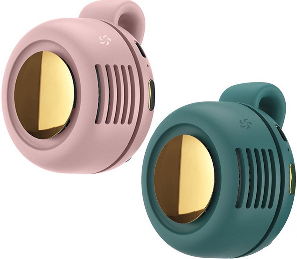 Sogiol® Mini-ventilator - 2 Stück - Clip-ventilator - Wiederaufladbarer Usb-ventilator - Tragbarer Clip-ventilator - Nackenventilator - Geeignet Für Outdoor, Reisen Und Büro - Pink, Grün