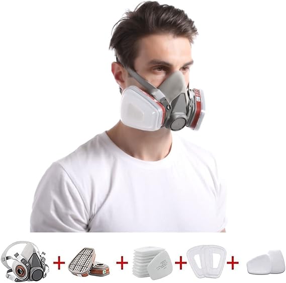 15 In 1 Schutzmaske, Malermaske, Wiederverwendbar Mit Staubfilter, Atemschutzgasmaske Mit Filter Zum Sprühen, Malen, Bauen, Chemie, Heimwerken, Schleifen
