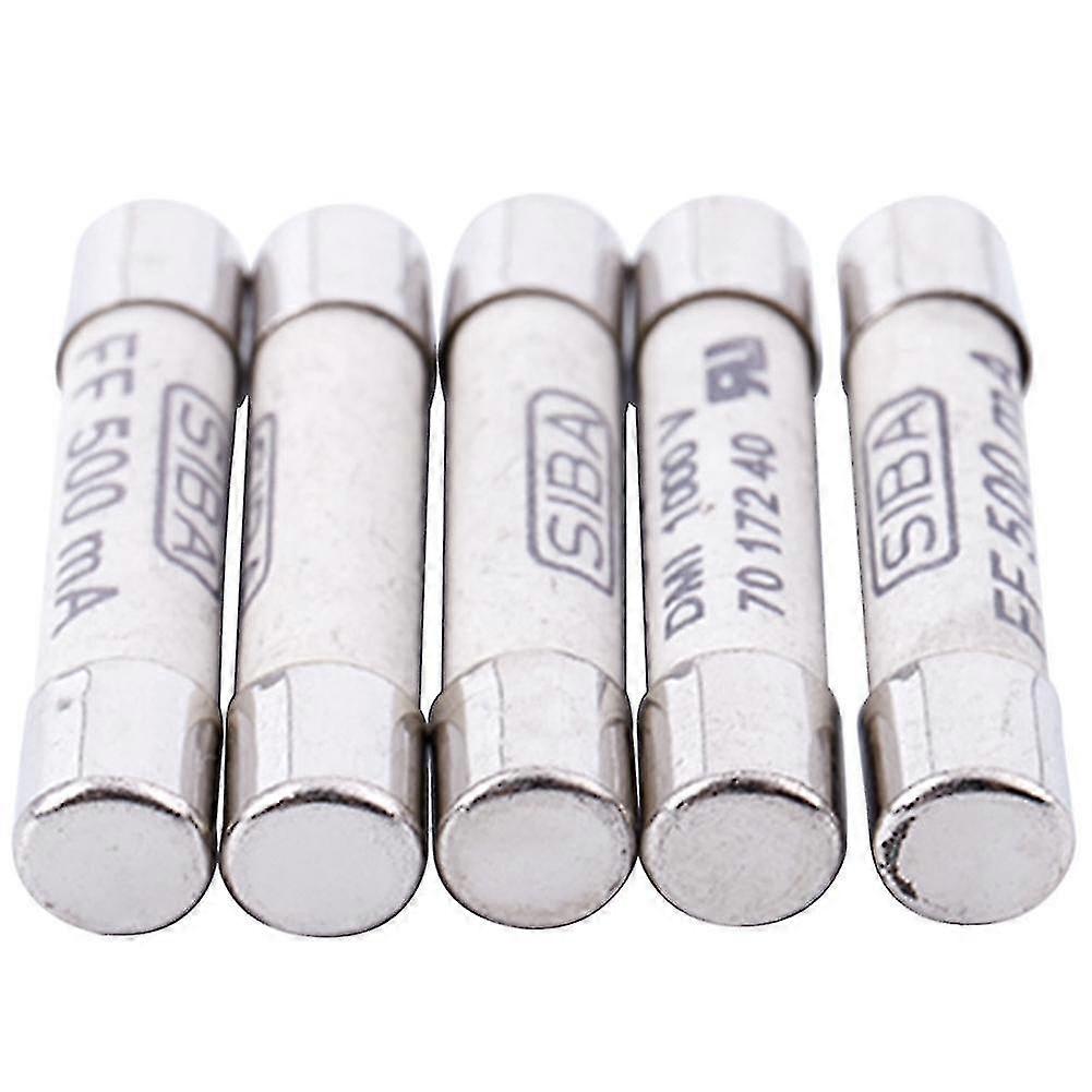 10 Stück Silber + Weiße Keramik 1000 V 500 Ma 6,3 X 32 Mm Weiße Keramiksicherung Für Multimeter 3 X 0,5 X 0,5