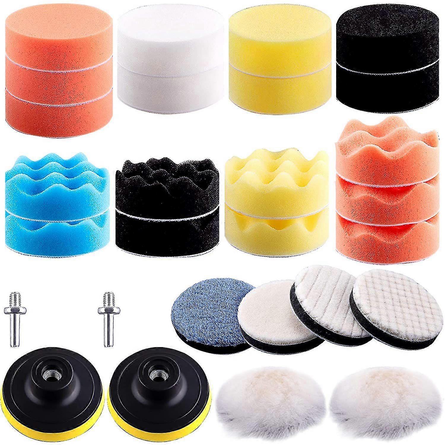 3 Zoll 28-teiliges Schaumstoff-polierpad-set, Auto-stoßstangen-polierpad, Auto-poliermaschinen-zubehör, Geeignet F