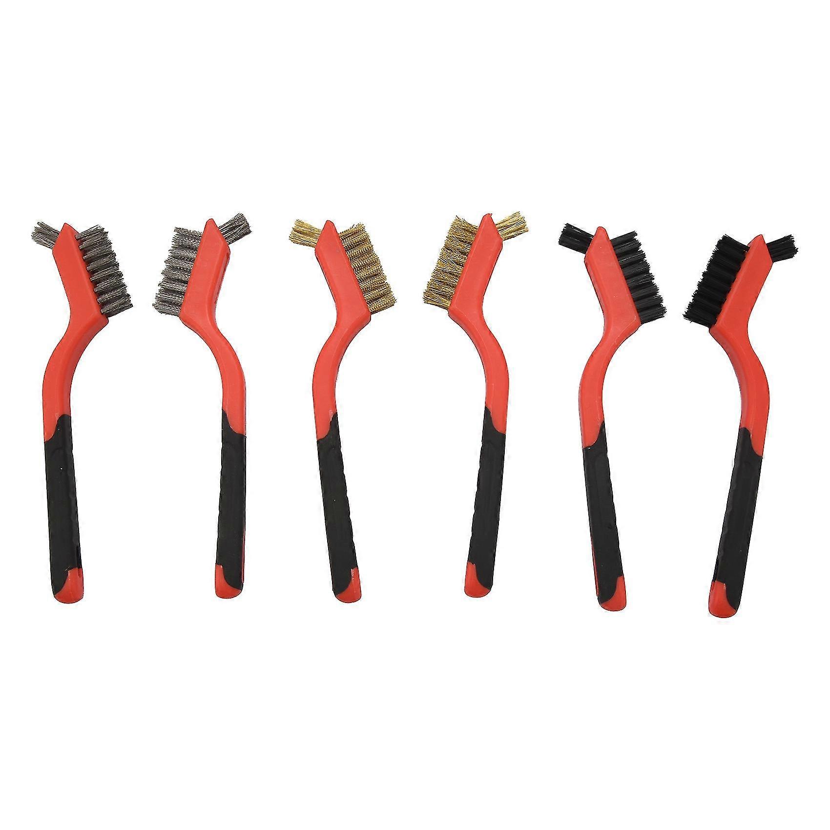 6 Stück Mini-draht-reinigungsbürste, Messing, Edelstahl, Nylon, Robust, Gekräuselt, Kratzbürste Für C