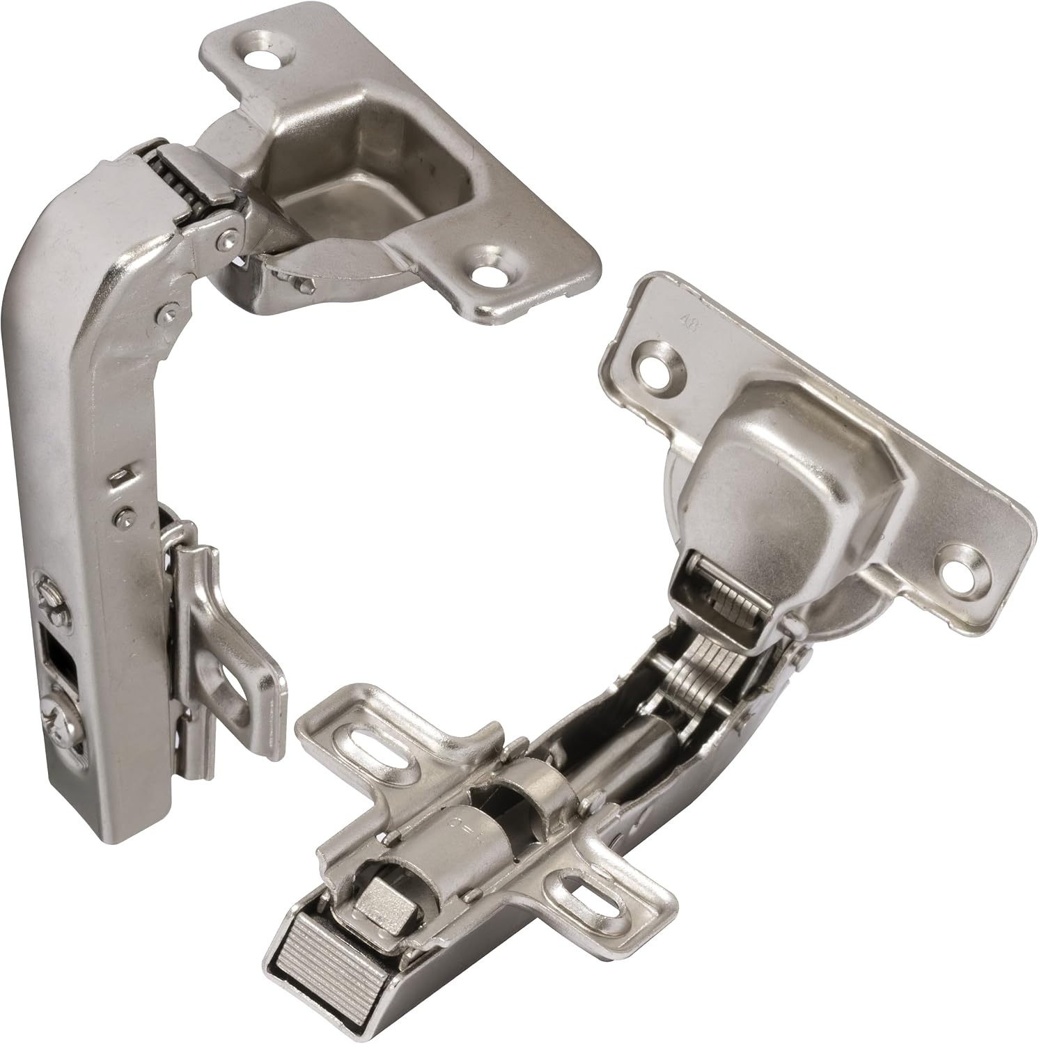 2 Unsichtbare 90° Clipscharniere - Für Eintürige Eckmöbeltüren - Mit Dämpfer Und Clip - Einbauöffnung 35mm -