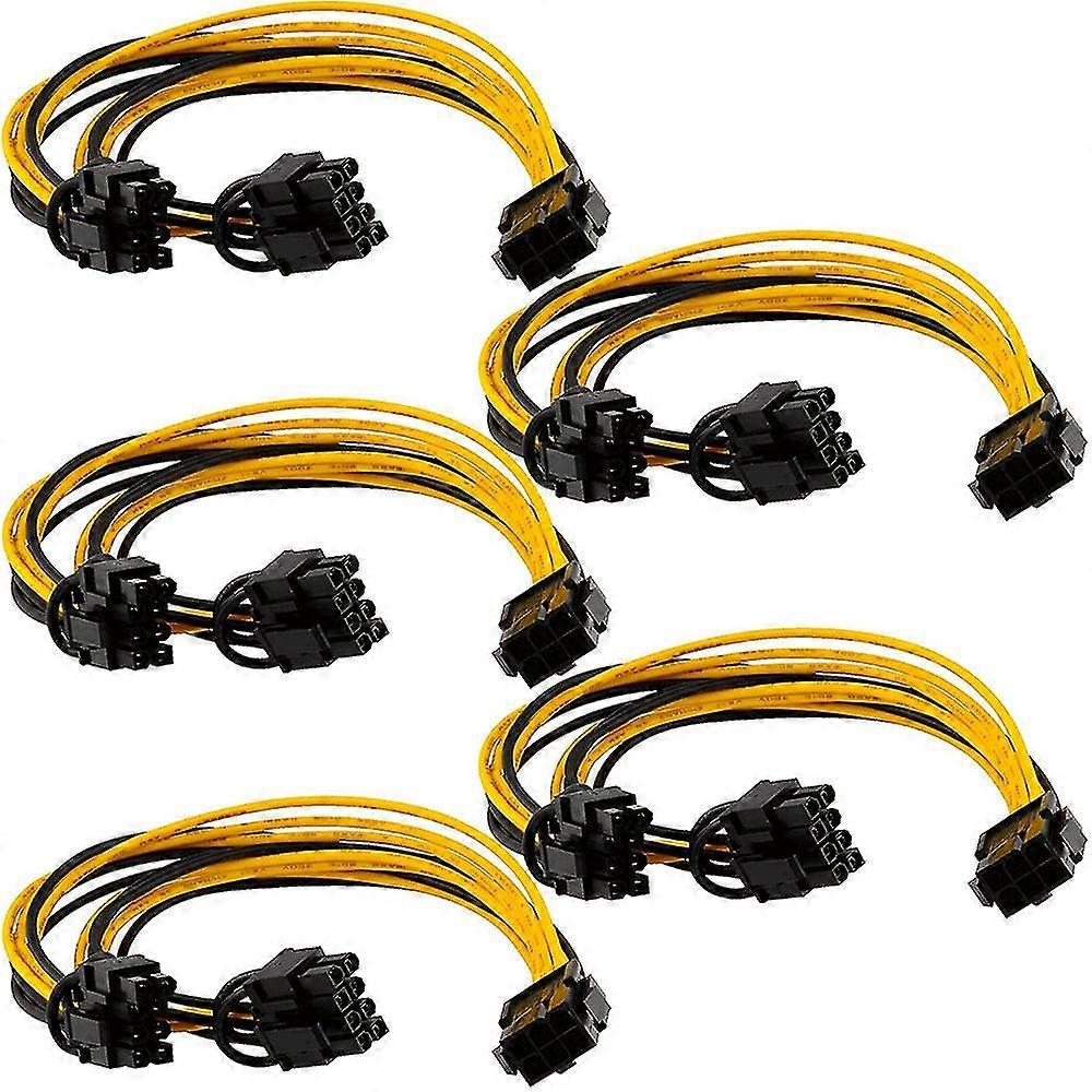 5 Stück Pci-e 6pin Auf 6+2pin Splitterkabel Pcie Karte Pci 6pin Auf 8pin
