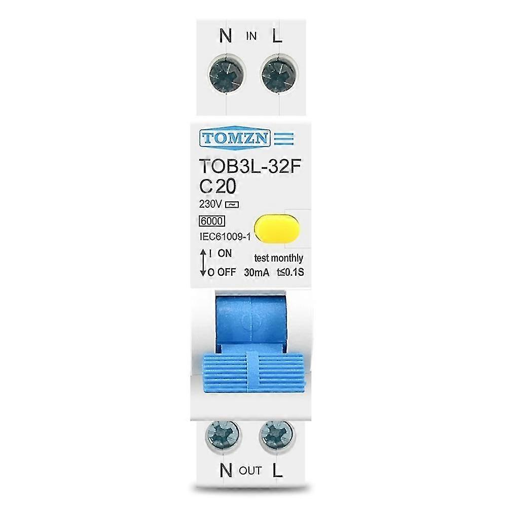 Tomzn 18 Mm 230 V Rcbo 1p+n 6ka Stromdifferential-automatik-leistungsschalter Mit Überstrom