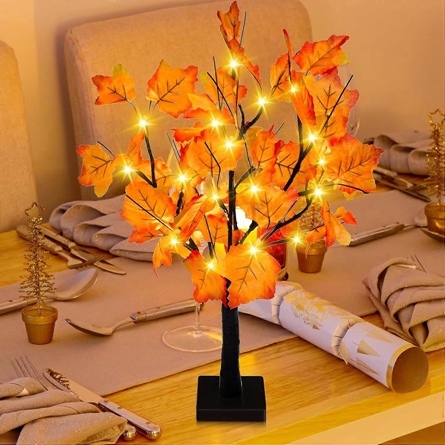 24 Zoll Herbstbeleuchteter Ahornbaum, 48 Led-lichter, Dekorativer Tisch-weihnachtsbaum, Diy Batteriebetriebener Künstlicher Tannenbaum