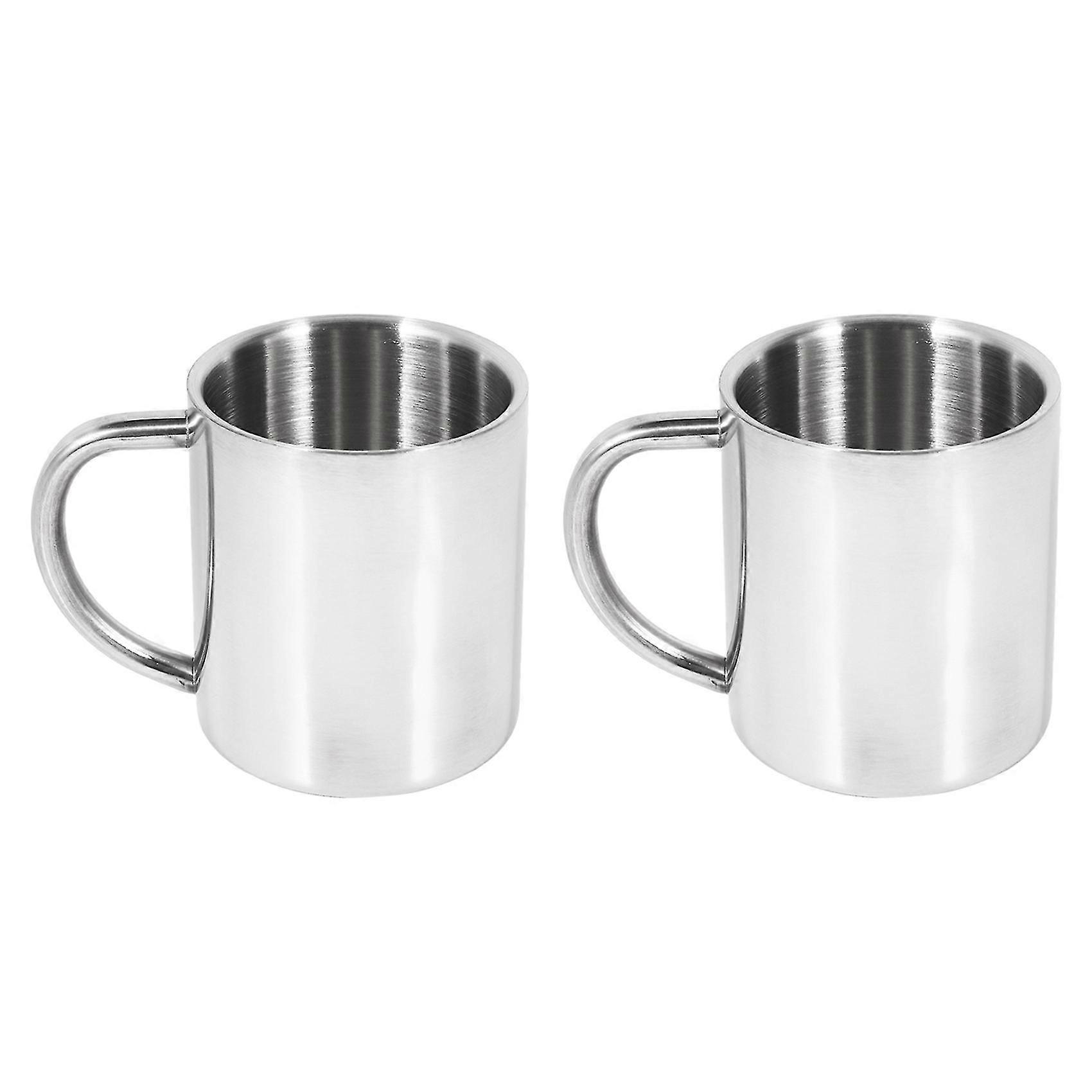 2 Doppelschichtige Edelstahl-kaffeetassen, Teetassen, Weinbecher Mit Griff, Tropfsichere, Verbrühungssichere Milchbecher