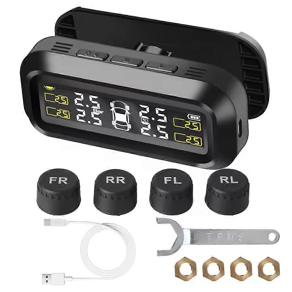 Reifendrucküberwachungssystem, Temperaturwarnung, Kraftstoffeinsparung Mit 4 Externen Sensoren, Solar-tpms, Auto-reifendrucküberwachung