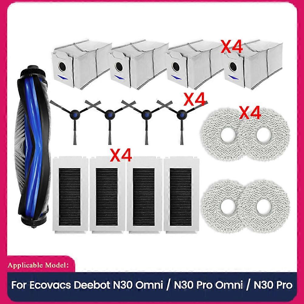 Ecovacs Deebot N30 Omni / N30 Pro Omni Staubsauger-zubehörset: Ersatzteile, Hauptseitenbürste, Hepa-filter, Reinigungstuch Und Staubbeutel.