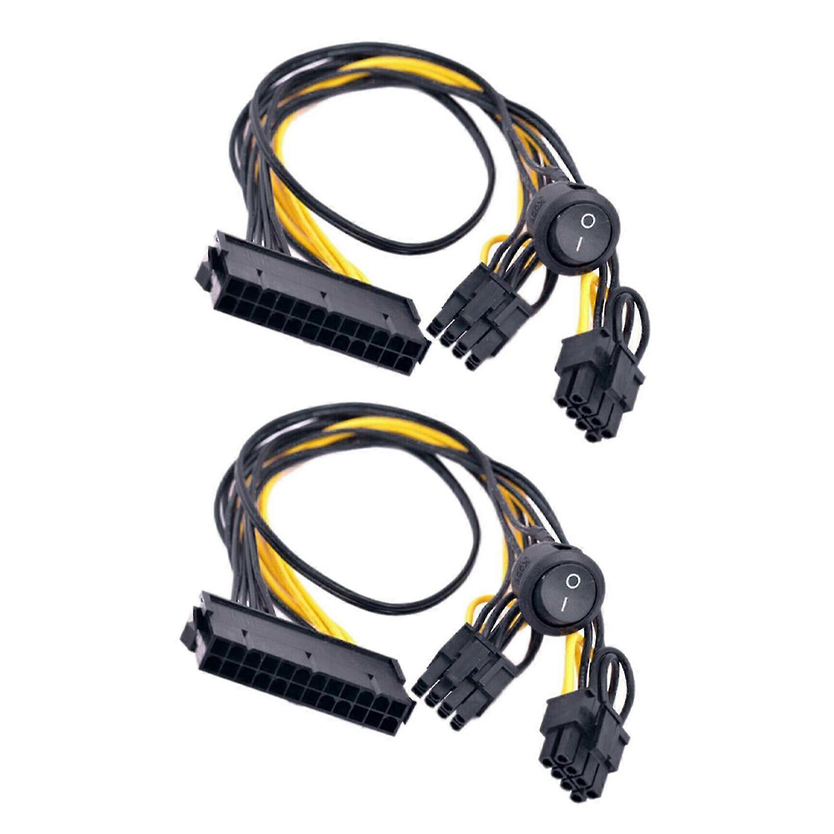 2x Atx Power 24pin Auf Dual 6 + 2 Pin 8 Pin Mit Ausschalter Kabel Pcie 6pin 8pin Stecker Auf 24 Pin Fem