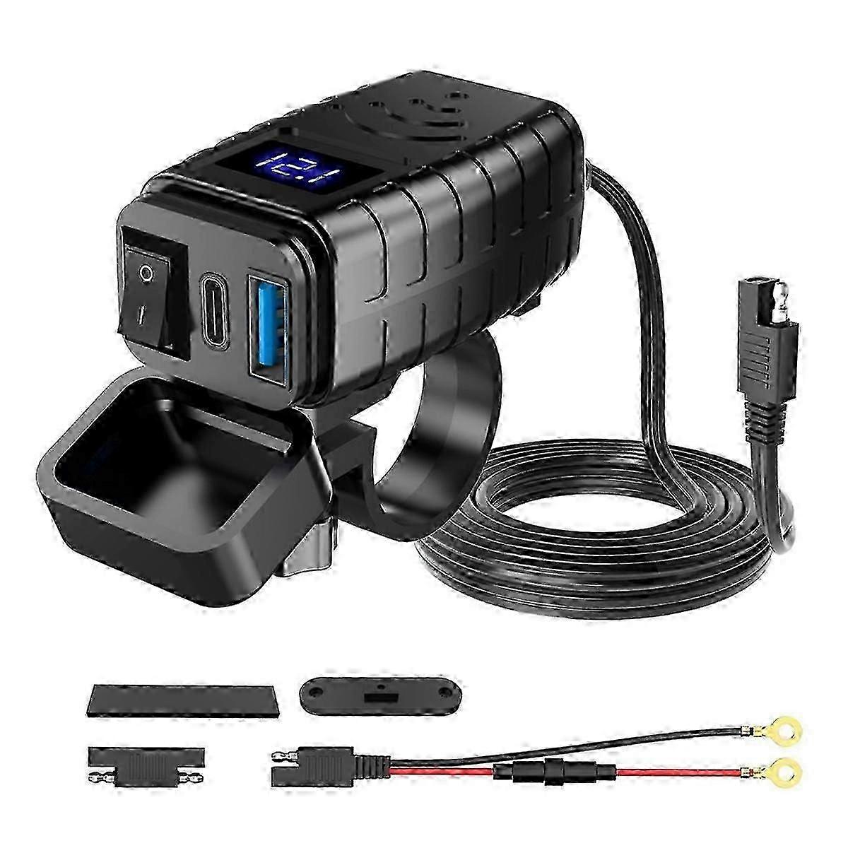 Pd3.0 + Qc3.0 .0 Motorrad-schnell-usb-ladebuchse Mit Digitalem Voltmeter Für Mobiltelefone