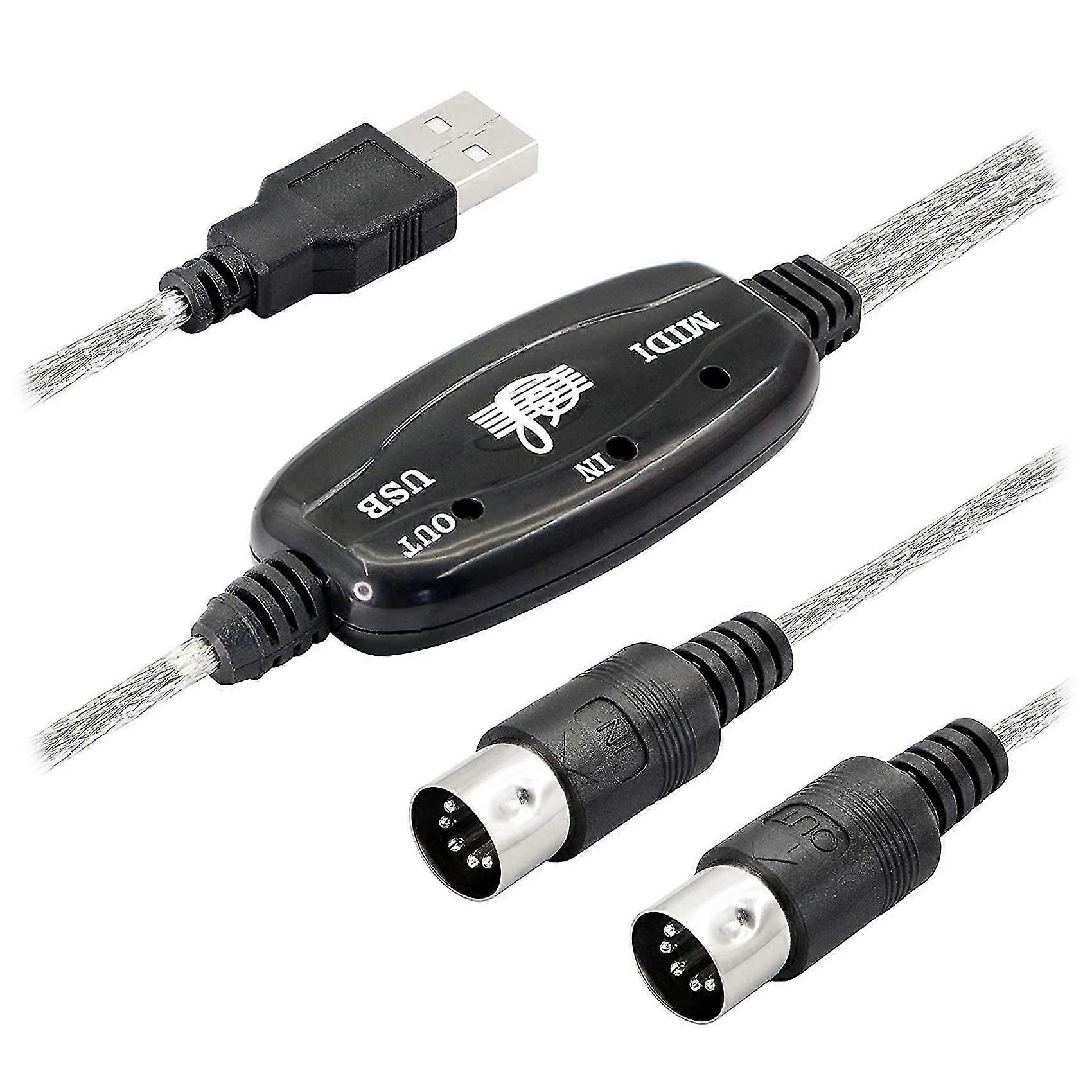 Usb-midi-kabeladapter, Usb-typ-a-stecker Auf Midi-din-5-pin-eingangs-/ausgangskabelschnittstelle Mit Led-anzeige