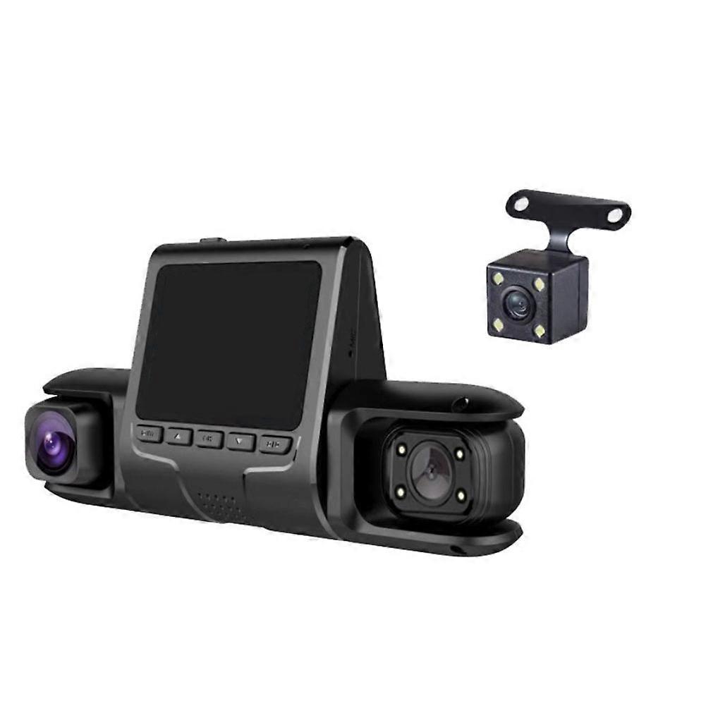 1080p Hd 3-linsen-dashcam Mit Infrarot-nachtsicht, Fahrvideorecorder Und 24-stunden-parküberwachung