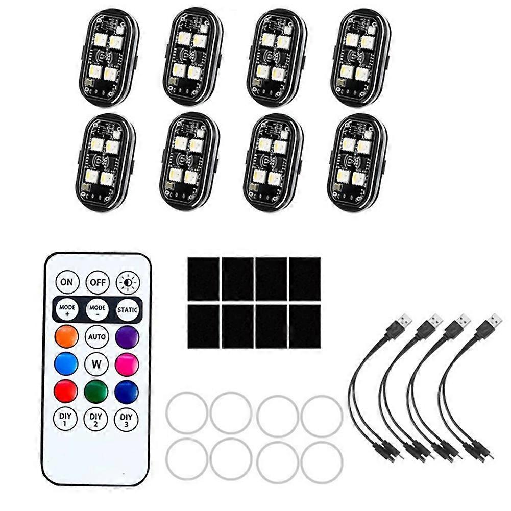 8pcs Kabellose Led-blitzlichter Mit Fernbedienung, 350 Mah Usb Wiederaufladbar, 8 Farben, Hohe Helligkeit, Wasserdicht