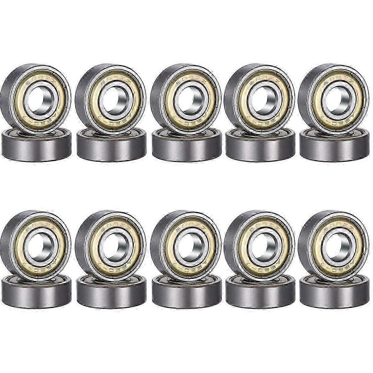 20 Stück 608 Zz Metallkugellager, Doppelt Geschirmt, Miniatur-skateboard-lager, 608zz, Schwarz (8 X 22 X 7 Mm)