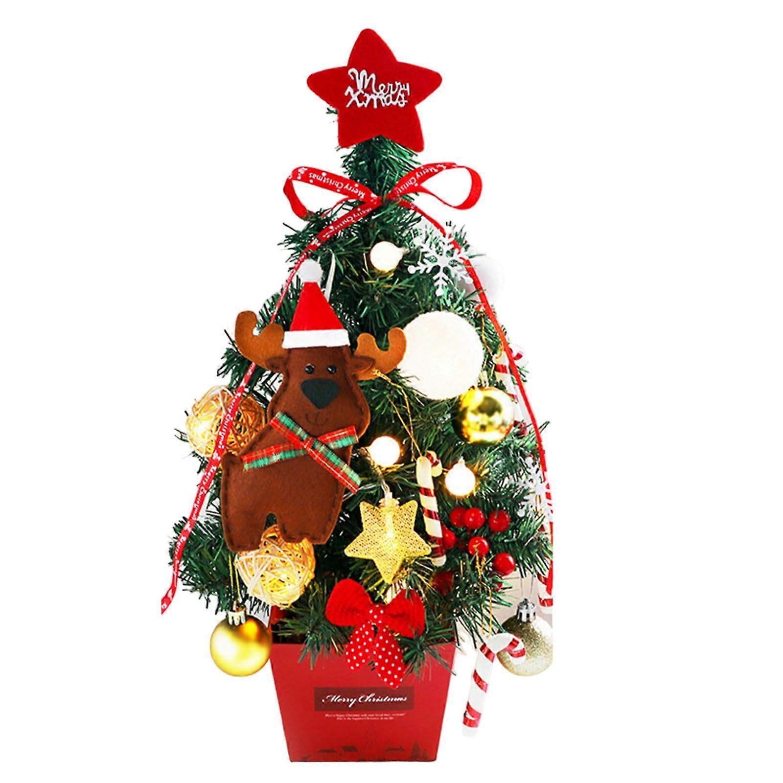 Kleiner Desktop-weihnachtsbaum, Weihnachtsbaumzubehör, Lichterketten, Arbeitsplattendekoration.