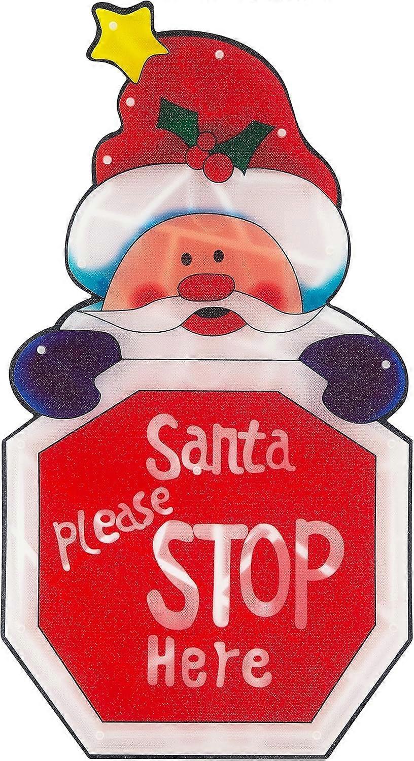 Aura Weihnachtsbaum-fensterlampe / Weihnachtsdekoration Für Den Innenbereich / Batteriebetrieben / 45 Cm X 24 Cm, (santa Please Stop Here)