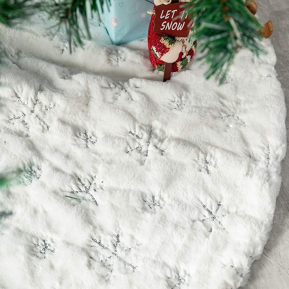 Aura Weihnachtsbaumrock, 78 Cm, Matte, Ornamente, Weißer Plüschrock Mit Schneeeffekt Für Weihnachtsparty-dekoration (silber, 30 Zoll)