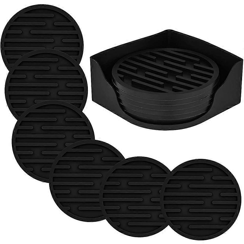 6 Packungen Schwarze Silikon-untersetzer, Rutschfeste, Hitzebeständige Untersetzer, Couchtisch-untersetzer