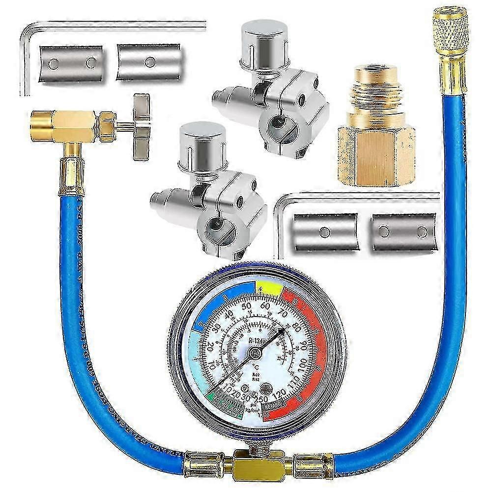 Kühlschrank R134a Freon-ladeschlauch-set, Klimaanlage R134a-kältemittel-ladeschlauch-manometer, Piercing-ventil