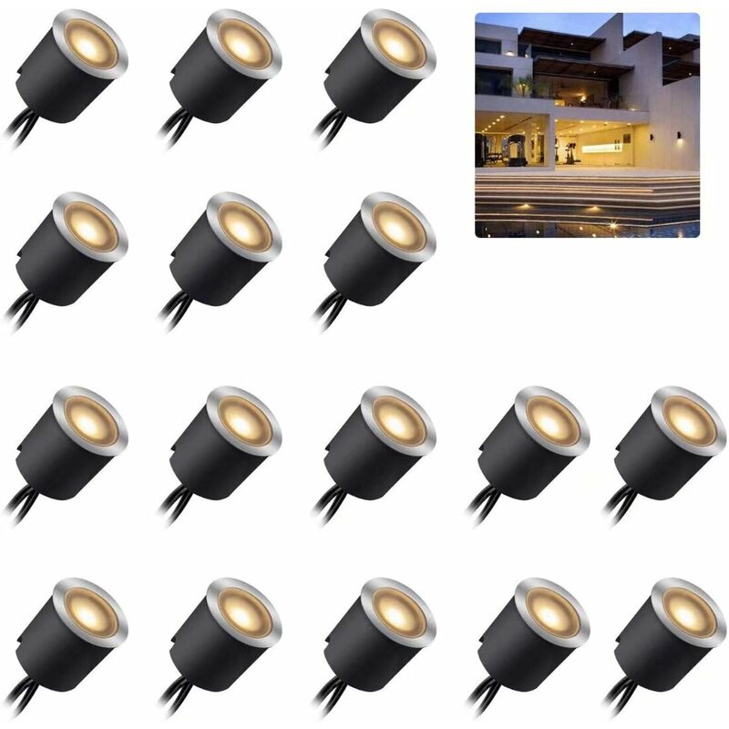 Led-einbaustrahler Für Den Außenbereich, Ip67, 16 Stück, Einbaustrahler Für Terrassendielen, Holzdecken, Wasserdicht, 0,6 W, Ø 32 Mm, Für Den Außenbereich, Für Terrasse, Küche, Garten, Gehweg, Schrank