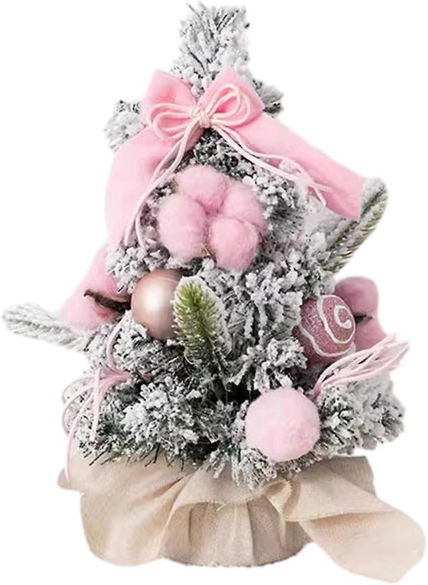 Schneeweißer Mini-weihnachtsbaum Für Festliche Heimdekoration, Rosa 30 Cm