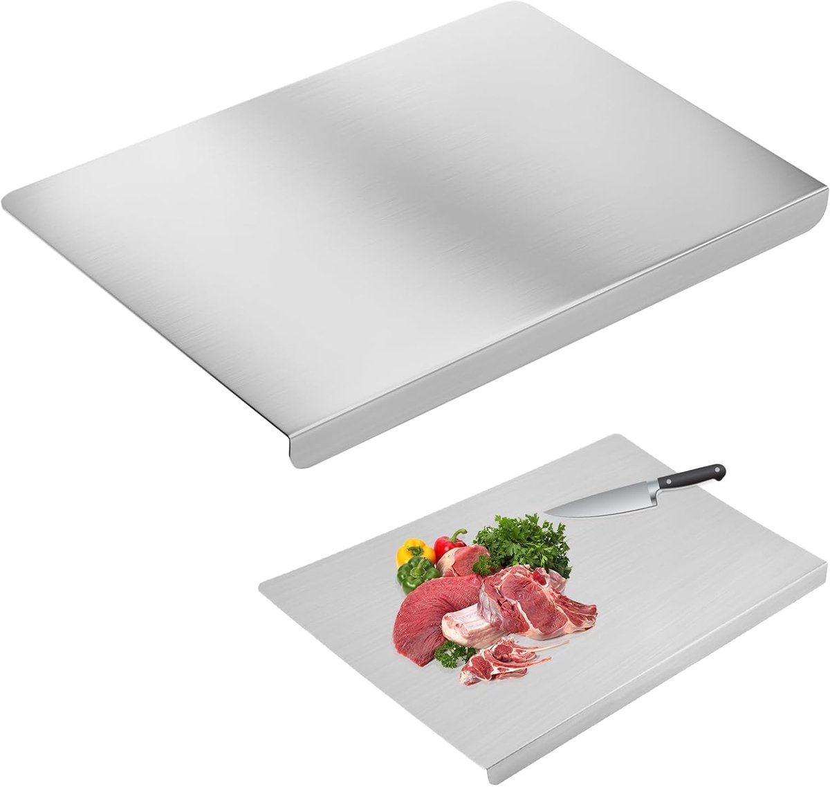 Schneidebrett Aus Edelstahl - 40 × 30 Cm - Antihaftbeschichtung - Mit Antihaftbeschichtung Am Rand - Haushalts-schneidebrett Für Obst - Geeignet Für Fleisch, Obst, Gemüse, Brot, Nudeln Und Pizza
