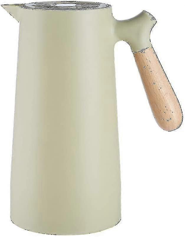 Thermoskanne, Doppellagige Wärmedämmung, Kaffeeglas, Wasserkocher Mit Holzgriff, 1000 Ml