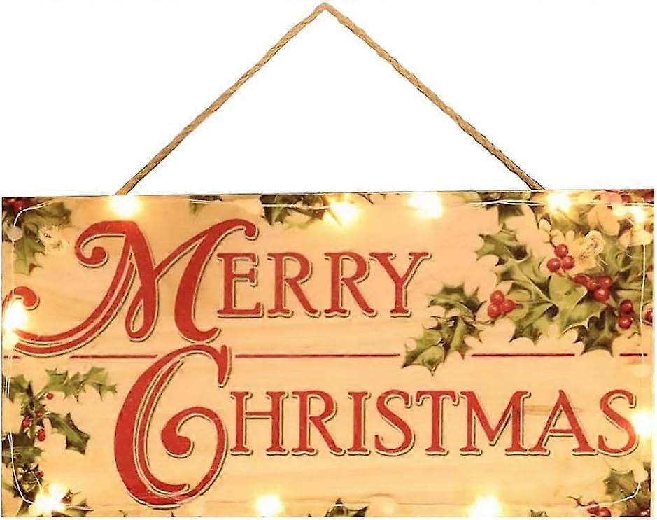 Dekoratives Holzwandschild „merry Christmas“ Mit Led-beleuchtung, Türschild