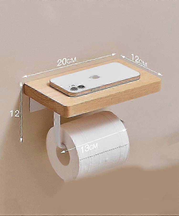Selbstklebender Toilettenpapierrollenhalter Aus Holz, Ohne Bohren
