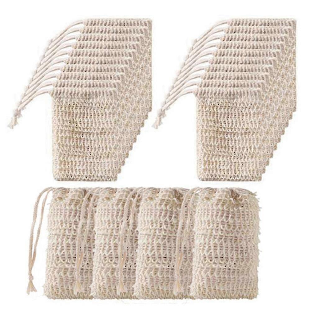 50 Stück Duschbad Sisal Seifenbeutel Natur Sisal Seifenbeutel Peeling Saver Beutelhalter