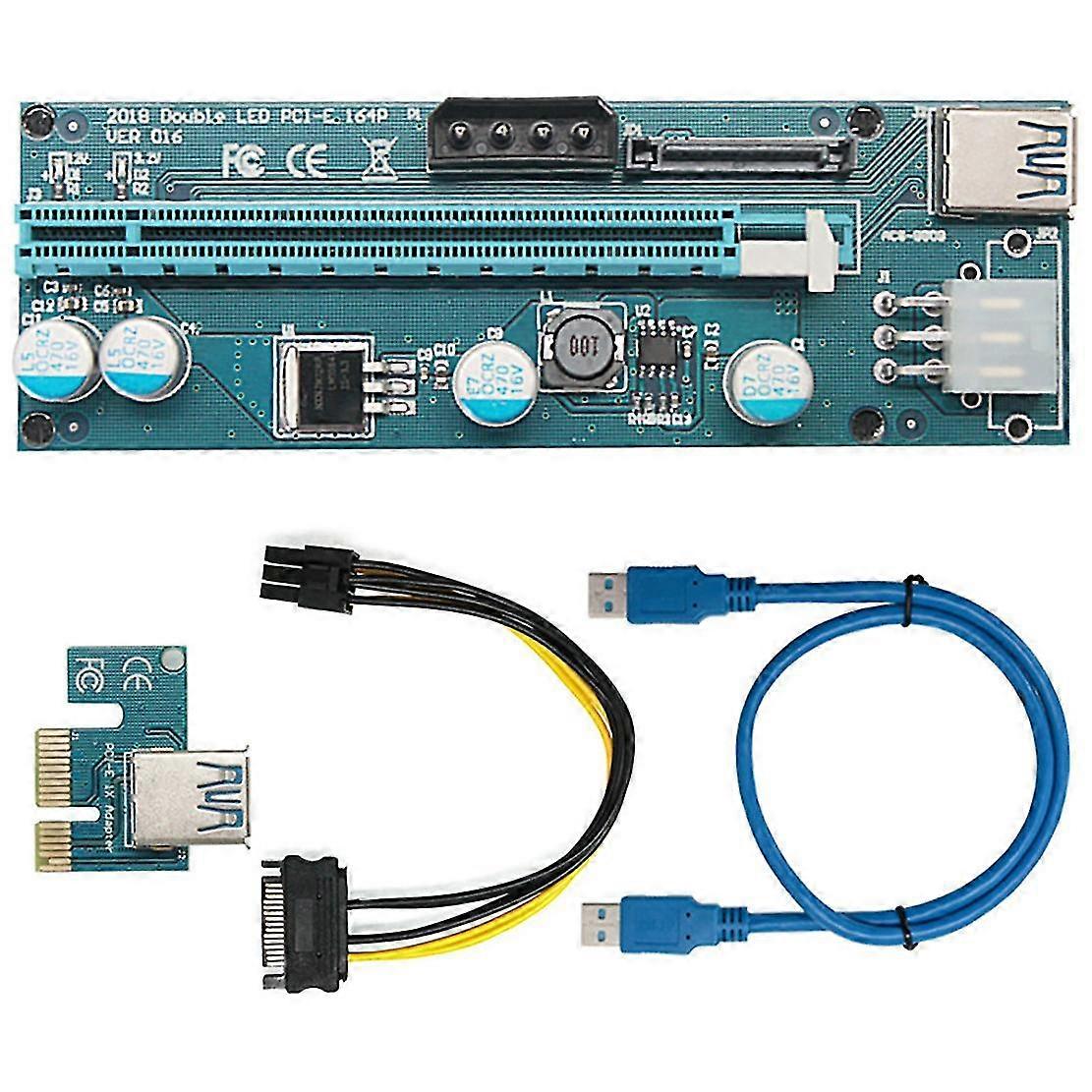 1 Stück Ver016 Grafikkartenadapter Pcie 1x Bis 16x Usb3.0 6pin+4pin+sata Verlängerungskabel