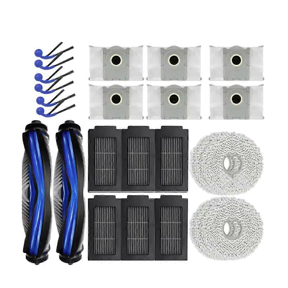 Packung Mit 26 Ersatzteilen Für Die Staubsauger Ecovacs Deebot T30c Omni Und T30c Pro Omni: Hauptbürste, Reinigungstücher, Staubbeutel Und Seitenbürsten.