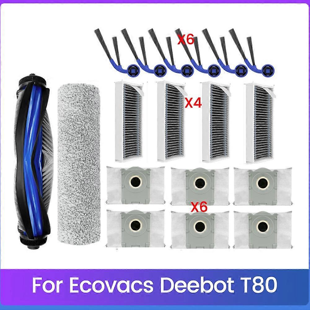 18pcs Für Ecovacs Deebot T80 Roboter Staubsauger Ersatzteile Hand Seite Pinsel Hepa-filter Staubbeutel Walze Tuch
