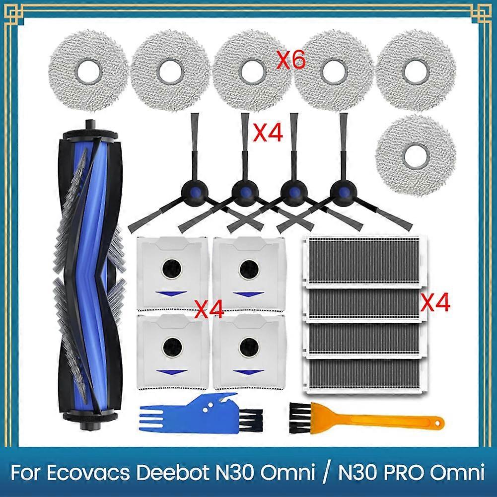 Packung Mit 21 Teilen Inklusive Rotierender Seitenbürste, Filter, Wischtuch Und Staubbeutel Für Ecovacs Deebot N30 Omni / N30 Pro Omni Roboterstaubsauger.