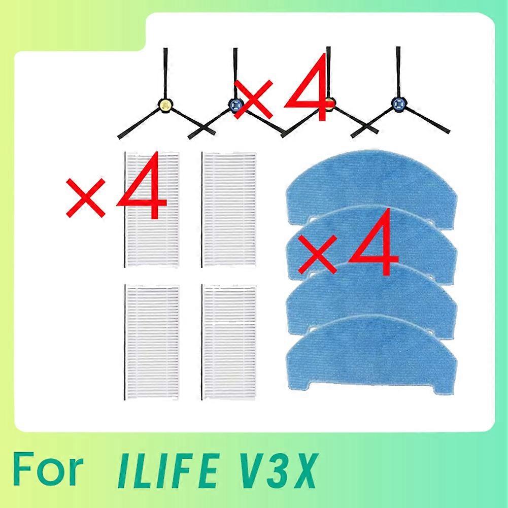 12 Stück Seitenbürsten-moppfilter Für Ilife V3x Kehrroboter-reiniger-ersatzteile