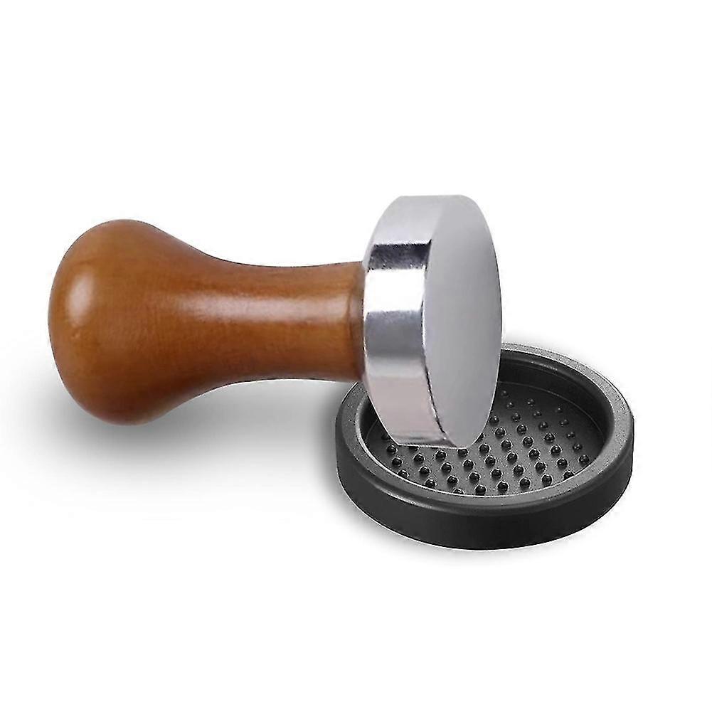 58-mm-espresso-kaffeestampfer Mit Tampermatte, Flacher Aluminiumbasis, Holzgriff Für Espressomaschinen