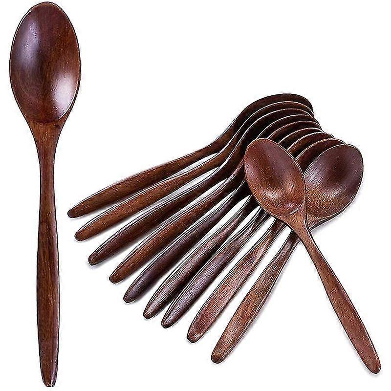 Holzlöffel, Set Mit 10 Hölzernen Suppenlöffeln, Lange Griffe, Natürliche Holzlöffel Zum Essen Und Mischen