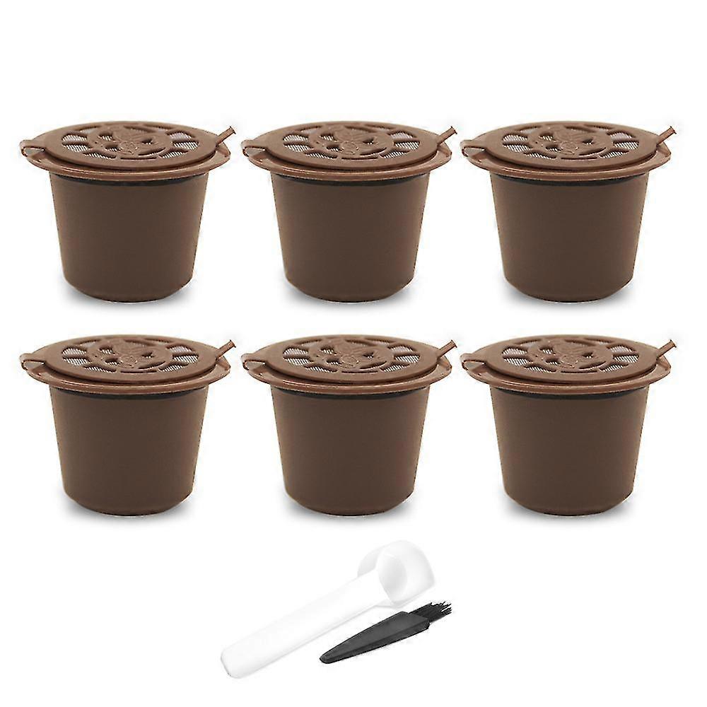 Wiederverwendbarer Kaffeekapselbecher Mit Löffelbürste, Nachfüllbarer Kaffeekapsel-füllfilter, Braun