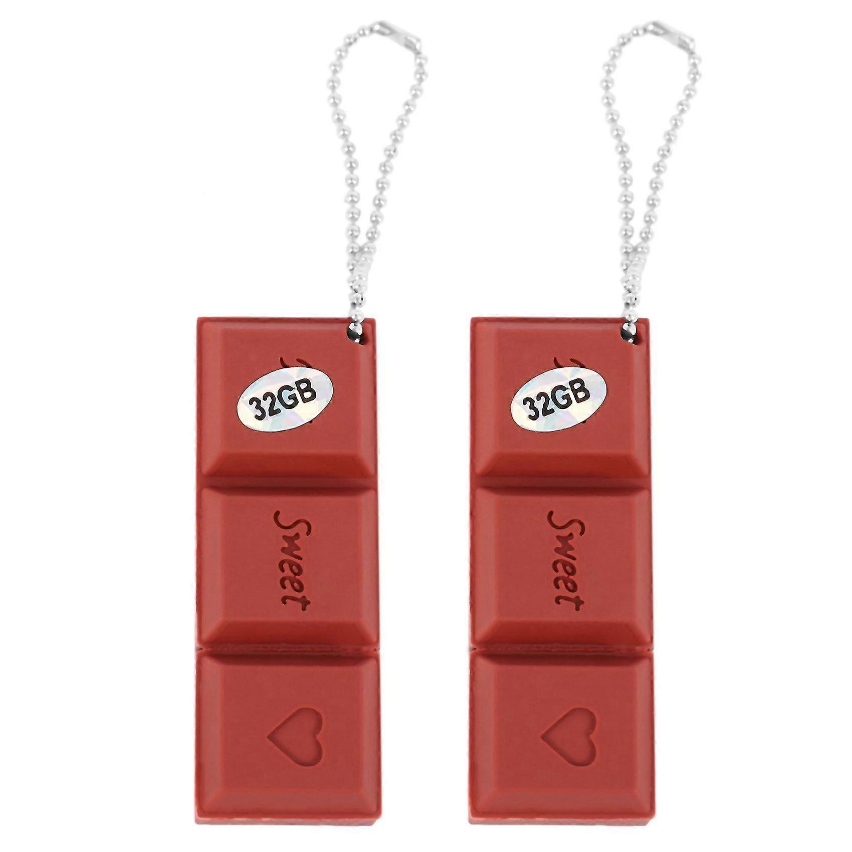 2x Hi-speed ​​2.0 Usb-sticks 32 Gb Chocolate Latch Love 3d Marron
