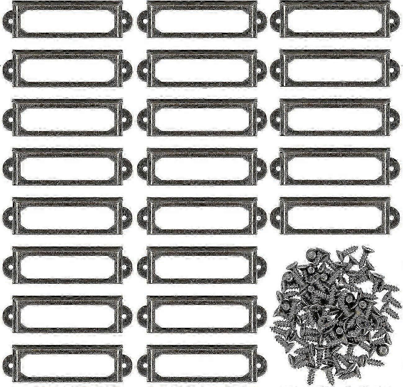 50 Stück Metall-etikettenhalter Mit Schrauben Für Möbel, Schubladen, Schränke, Namenskartenschilder Für Büro-bücherregale, Regale – Bronze (s-60 X 17 Mm)