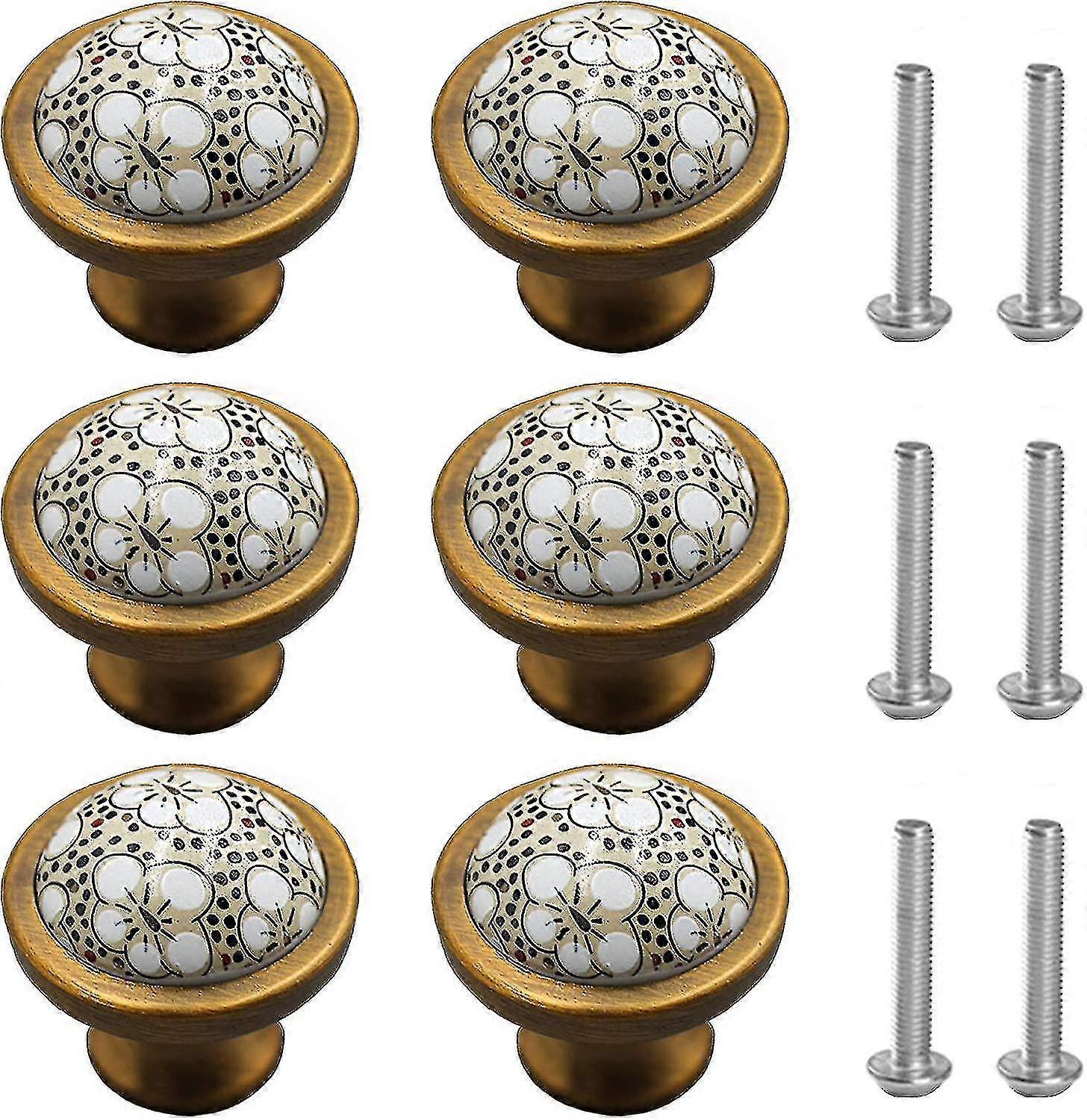 6 Stück Keramik-schrankknöpfe, Keramik-pflaumenblüten-design, Kleiderschrankgriff, Schrankknöpfe, Schubladenknöpfe, Möbeldekoration, 35 Mm Tür- Und Schubladengriff, Weinrot