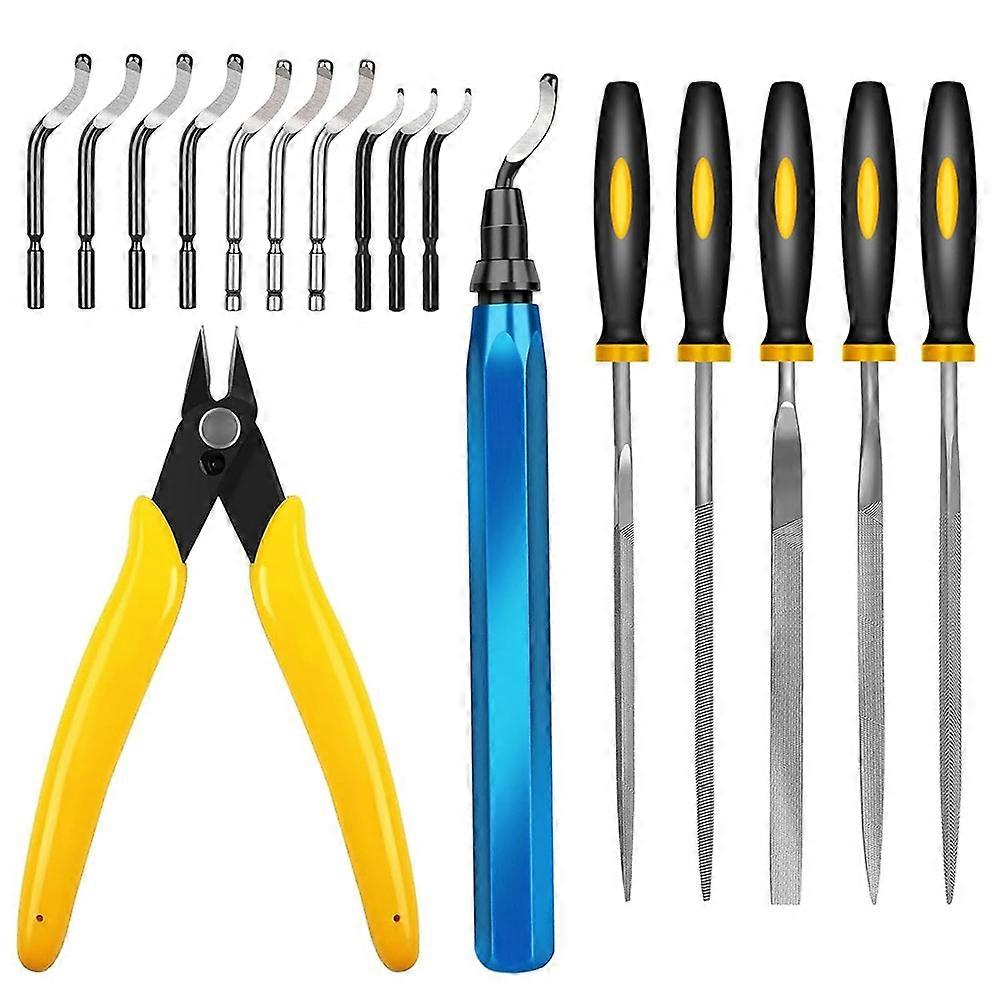 Entgratungsset Für Den 3d-druck, Bestehend Aus 11 Schnellarbeitsstahlklingen, 5 Nadelfeilen Und 1 Mikroschneidezange.
