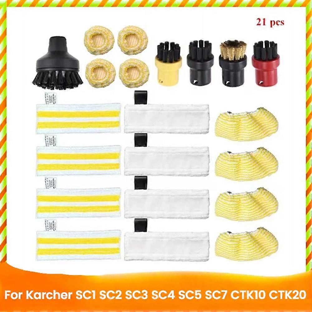 21-teiliges Set Für Karcher Sc1 Sc3 Sc4 Sc5 Sc7 Dampfreiniger: Ersatzspitzen, Bürsten Und Tücher Zum Entfernen Hartnäckiger Flecken.