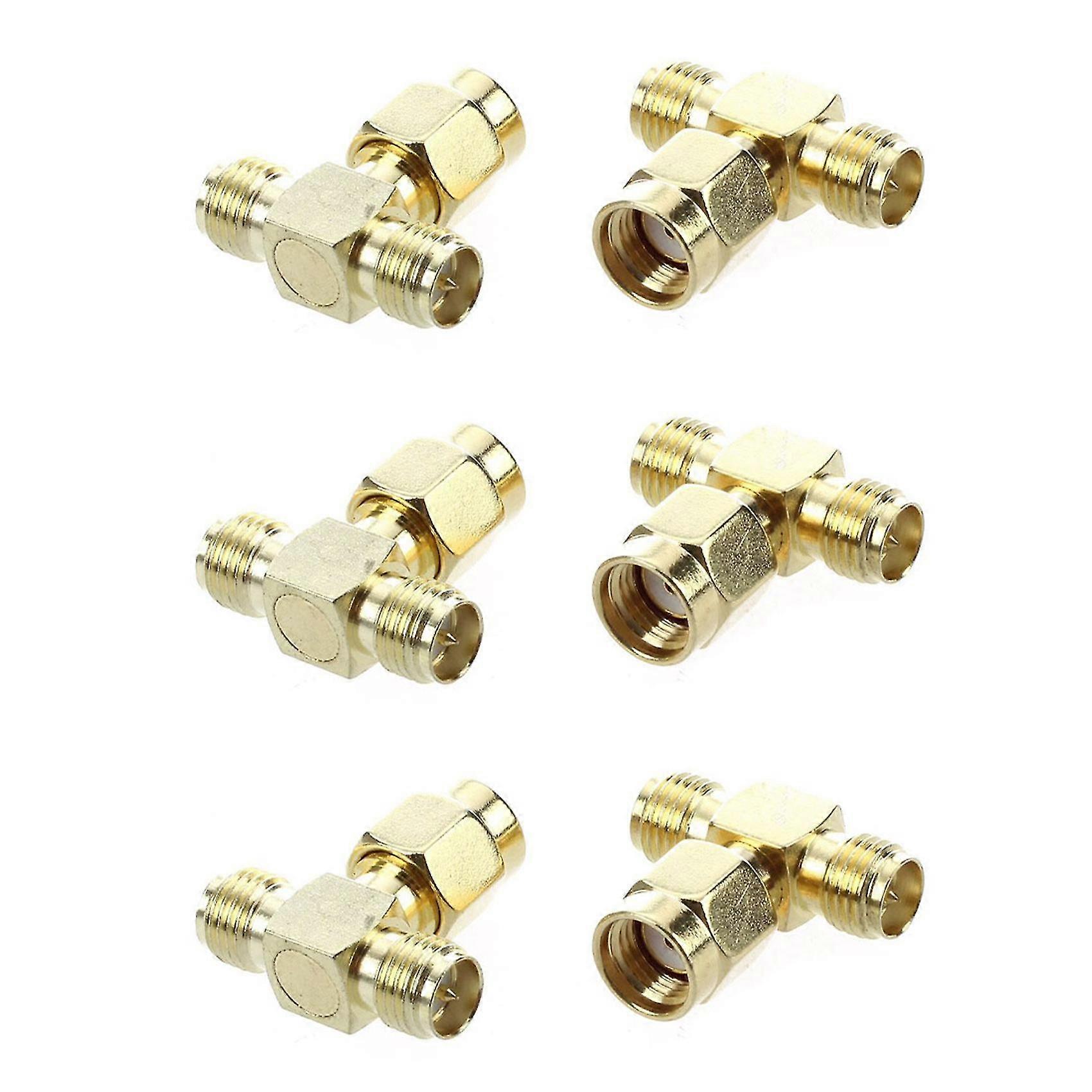 6 Stück Rp Sma Stecker Auf Zwei Rp Sma Buchse Triple T Rf Adapter Stecker 3 Wege Splitter