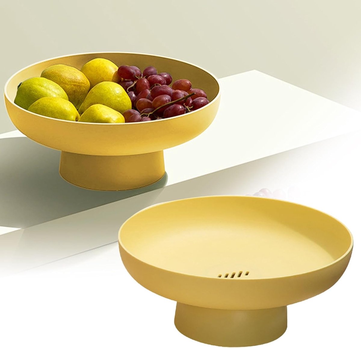 Obstschale - Geeignet Für Wohnzimmer Und Küchentheke - Geeignet Für Die Küchentheke - Auch Als Dekoration Geeignet - Moderne Schale Für Den Esstisch - Dekorativer Ständer Für Den Desserttisch - Gelb